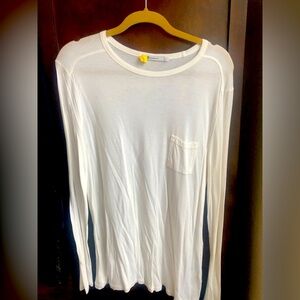 ALEXANDER WANG - Long Sleeved Rayon Pocket Tee — WHITE - Large